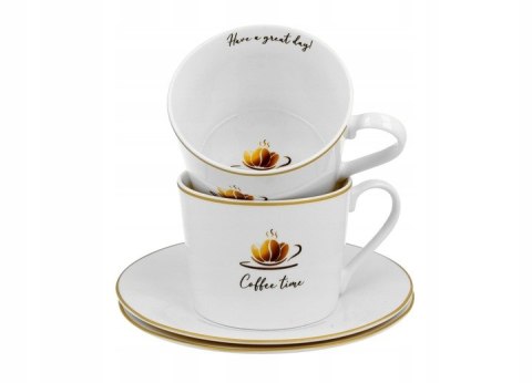 Filiżanka Duo Coffee Time 2szt. porcelana spodki 230ml