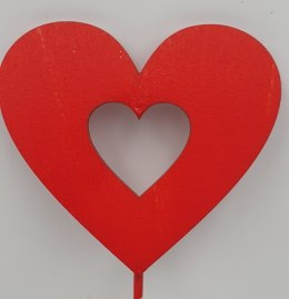 Serce na piku drewnianym czerwone 3szt.