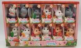 Zajączek gumowy piszczka + lizak z gumą do żucia RABBIT FAMILY+LOLLIPOP 12 szt.