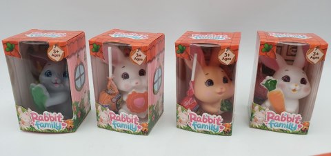 Zajączek gumowy piszczka + lizak z gumą do żucia RABBIT FAMILY+LOLLIPOP 12 szt.