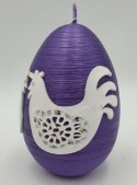 Świeca jajko 80 / 130 mm kura i kogut fioletowe - J80130DKIK