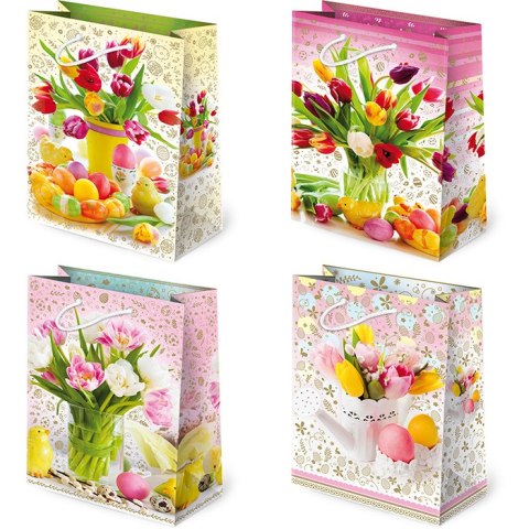 Torebki ozdobne 10szt. T-4L set W2 Wielkanoc Kwiaty 16 x 24 x 7,5 cm