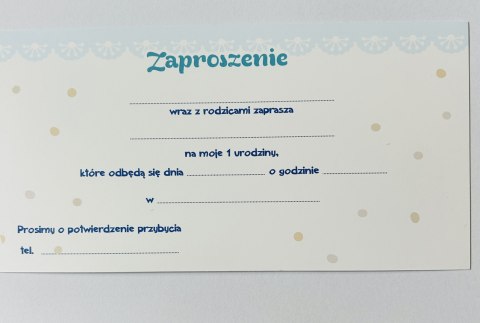 Zaproszenia na roczek 10szt. + koperta