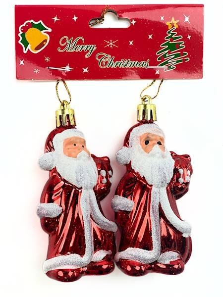 Bombki plastikowe 2 szt MIKOŁAJ dł. 8 cm