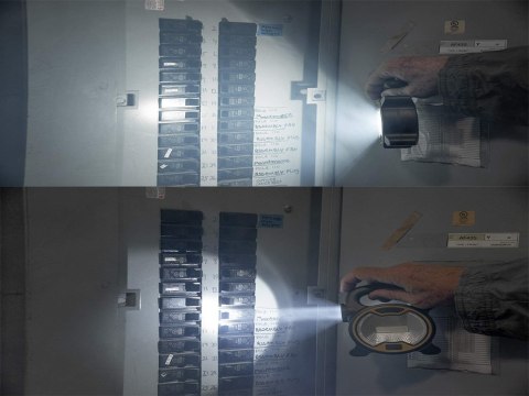 Mocna lampa latarka warsztatowa led cob z uchwytem halogen na baterie 11303_Z