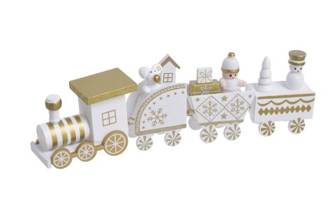 Drewniany pociąg świąteczny 4szt. 18,5cm x 2,5cm x 5,5cm Biały RD23B-6168
