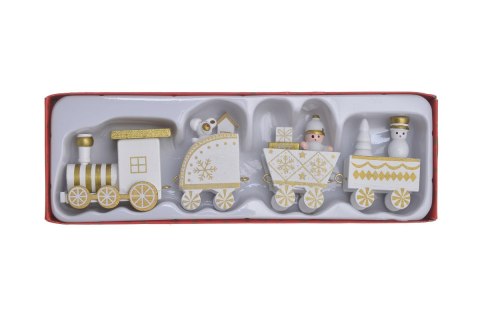 Drewniany pociąg świąteczny 4szt. 18,5cm x 2,5cm x 5,5cm Biały RD23B-6168