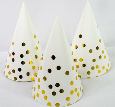 Czapeczka 12szt papierowa złote kropki 8137 Ozdboż-0015kropkizł