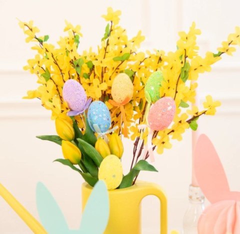 Dekoracja wielkanocna Pisanki na piku mix kolorów 6szt. 149003