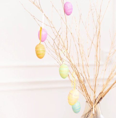 Dekoracje wielkanocne Pisanki z brokatem 6szt. mix 148983