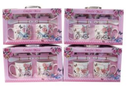 Kpl. 2 kubków ceramicznych w ozdobnym opakowaniu - ROWERY + KWIATY