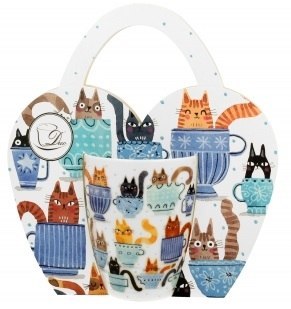 Kubek 360ml. classic w "koszyczku" Koci Świat KOTY W FILIŻANKACH