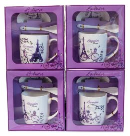 Kubek ceramiczny w ozdobnym opakowaniu - ROWERY + LAWENDA