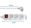 Przedłużacz listwa zasilająca 3 gniazdka z włącznikiem 1.5m czarna ELK210W