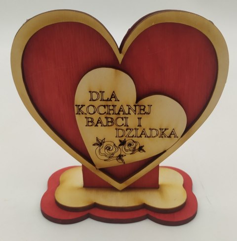 Serce drewniane stojące dla BABCI I DZIADKA XXL 23 cm
