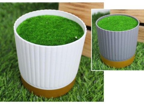 Doniczka do kompozycji z styropianowym wkładem i mchem 10 x 9 cm biała, szara PLR-2403