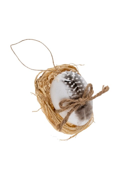 Jajka plastikowe gęsie 8cm kolor biały z dekoracjami 6szt. WPJ-0185