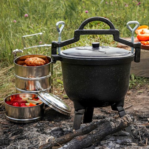 Menażka turystyczna ze stali nierdzewnej 16 cm 4 elementy