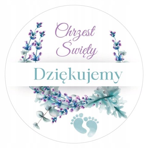 Naklejki 12szt. CHRZEST ŚW cukiernia podziękowanie