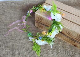 Opaska wianek na głowę KOLOROWE kwiaty led świecący 18 cm SN56667