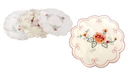 Serwetka 12szt. okrągła KWIATY wyszywane 30 cm mix SN55089