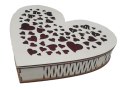 Szkatułka drewniana wycinana serce biała 25 x 20 x 4,5 cm