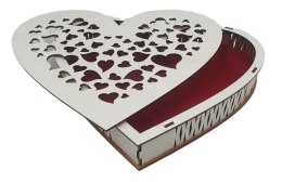Szkatułka drewniana wycinana serce biała 25 x 20 x 4,5 cm
