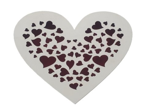 Szkatułka drewniana wycinana serce biała 25 x 20 x 4,5 cm