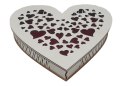 Szkatułka drewniana wycinana serce biała 25 x 20 x 4,5 cm