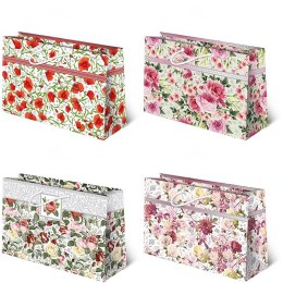 Torebki ozdobne 10szt. Kwiaty malowane 33 x 25,5 x 10 cm TH set 67