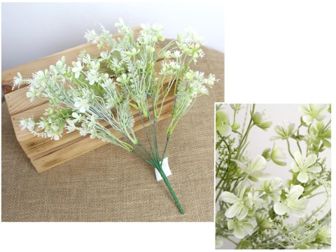 Bukiet 2szt ala JAŚMIN 36cm 7 łodyg BIAŁO ZIELONY MD-066A