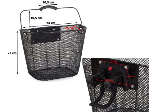 Duży kosz rowerowy metalowy koszyk do roweru click
