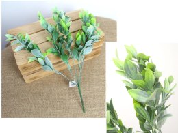 Gałązka 2szt liści BUKSZPAN wys. 38 cm 5 łodyg ZIELONY bielony MD-074B