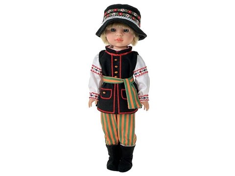 Lalka chłopiec 38cm w stroju ludowym z polskim głosem śpiewa i mówi po polsku twarda