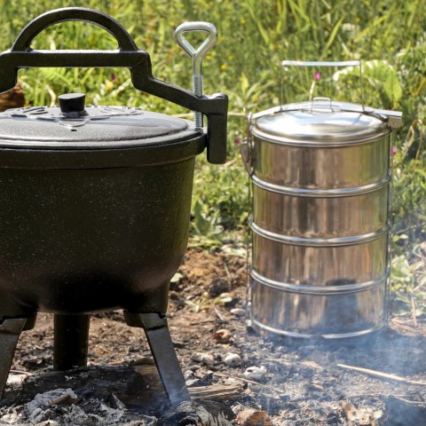 Menażka turystyczna ze stali nierdzewnej 16 cm 4 elementy