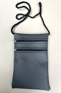 Paszportówka saszetka ze sznurkiem na szyję szary 20x13cm 7.5