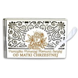 Pudełko na pieniądze banknotówka KOMUNIA - od MATKI CHRZESTNEJ - Ażur 3302A-KOM1B-MC