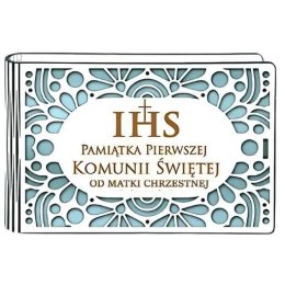 Pudełko na pieniądze banknotówka KOMUNIA - od MATKI CHRZESTNEJ - Ażur 3302A-KOM3N-MC