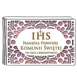 Pudełko na pieniądze banknotówka KOMUNIA - od OJCA CHRZESTNEGO - Ażur 3302A-KOM3R-OC