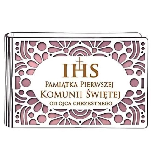 Pudełko na pieniądze banknotówka KOMUNIA - od OJCA CHRZESTNEGO - Ażur 3302A-KOM3R-OC