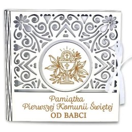 Pudełko na pieniądze kwadrat KOMUNIA- od BABCI - Ażur 3308A-KOM1B-B