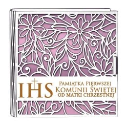 Pudełko na pieniądze kwadrat KOMUNIA - od MATKI CHRZESTNEJ - Ażur 3308A-KOM2R-MC