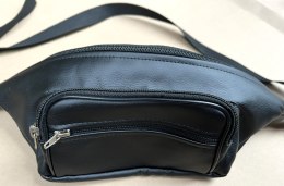 Saszetka nerka 40cm 4.3 czarna skórzana