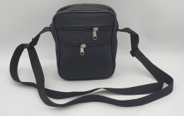 Torba męska 18 x 23cm z dwoma zamkami materiał czarna