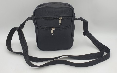 Torba męska 18 x 23cm z dwoma zamkami materiał czarna
