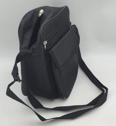 Torba męska 22 x 29cm z dwoma zamkami i kieszenią czarna