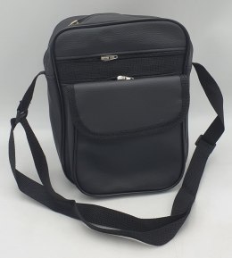 Torba męska 22 x 29cm z dwoma zamkami i kieszenią eco skóra czarna