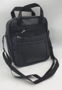 Torba męska 27 x 30 z dwoma zamkami eco skóra czarna