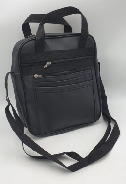 Torba męska 27 x 30 z dwoma zamkami eco skóra czarna