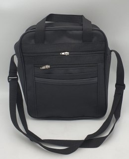 Torba męska 27 x 30 z dwoma zamkami materiał czarna